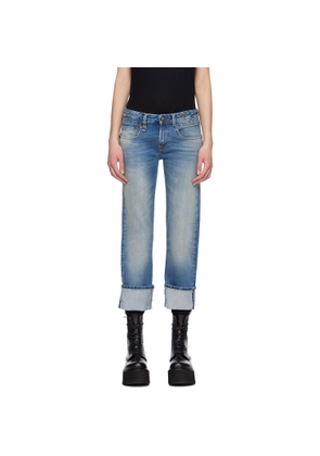 R13 Blue Cuffed Boy Straight Jeans