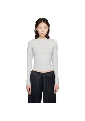 SKIMS Gray Cotton Jersey Long Sleeve T-shirt
