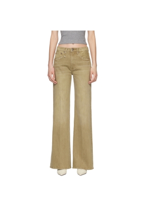 R13 Beige Flared High-Rise Jeans