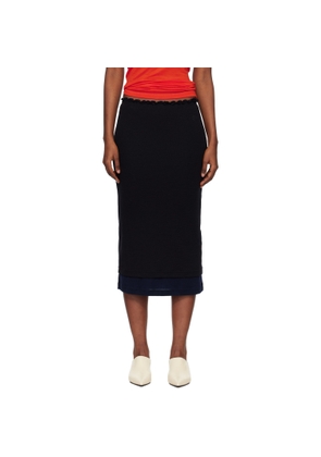 Jil Sander Black Lightweight Wool Layered Midi Skirts Set