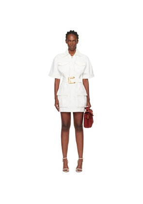 BALMAIN White Lace-Up Canvas Minidress