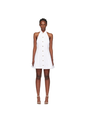 BALMAIN White A-Line Backless Poplin Minidress