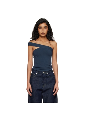SKIMS Navy Cotton Jersey One Shoulder Top