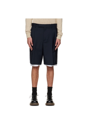 Jil Sander Navy Wool Canvas Shorts
