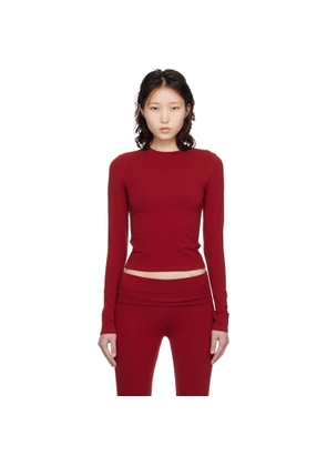 SKIMS Red Cotton Jersey Long Sleeve T-shirt