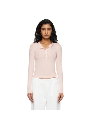 SKIMS Pink Sheer Modal Creweck Henley