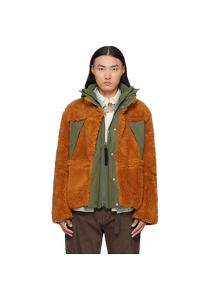 sacai Orange & Khaki Fleece & Grosgrain Jacket