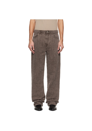 Mugler Brown Quilted Twill Trousers