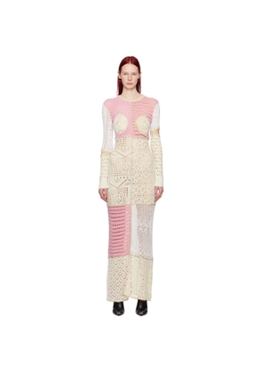 Marine Serre Beige & Pink Regenerated Maxi Dress