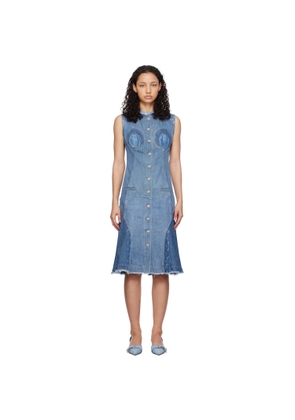 Marine Serre Blue Regenerated Denim Midi Dress