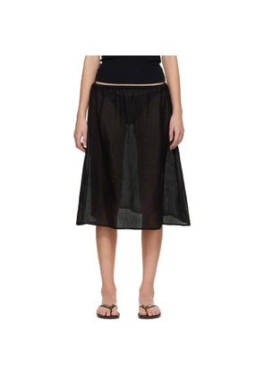 Matteau Black Sheer Midi Skirt