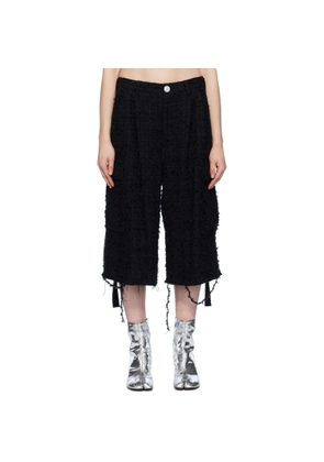 doublet Black Raw Edge Cargo Shorts