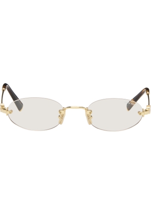 Miu Miu Eyewear Gold Rimless Oval Glasses