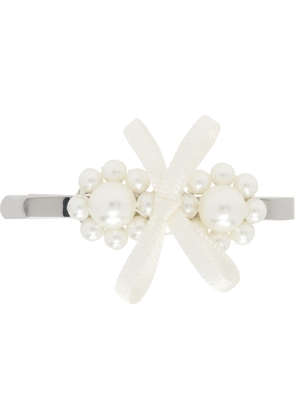 Simone Rocha White Petite Bow Mini Flower Hair Clip