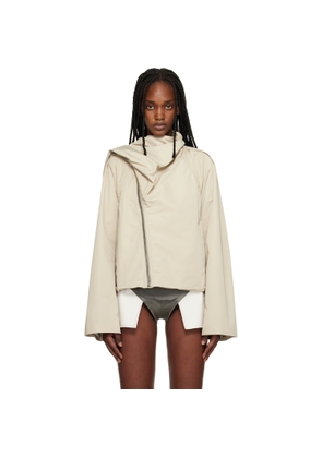 Rick Owens Beige Temple Cropped Scarf Flight Jacket