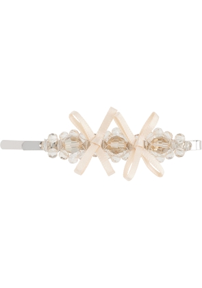 Simone Rocha Beige Petite Bow Detail Flower Hair Clip