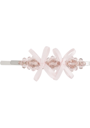 Simone Rocha Pink Petite Bow Detail Flower Hair Clip