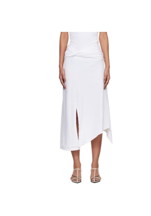Victoria Beckham White Twist Detail Midi Skirt