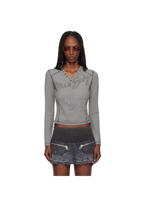 Miss Sixty Gray KNWLS Edition Logo Patchwork Top