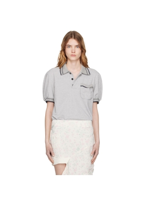 OPEN YY Gray Puffy Piqué Polo