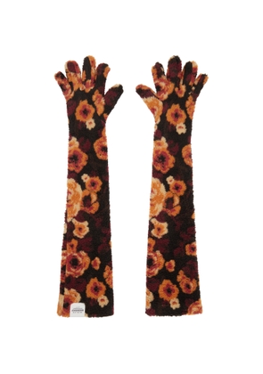 Ruslan Baginskiy Black & Orange Jacquard Faux-Fur Gloves
