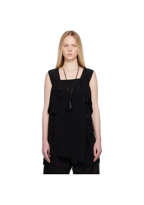 Y's Black Crêpe De Chine Flare Sleeveless Blouse