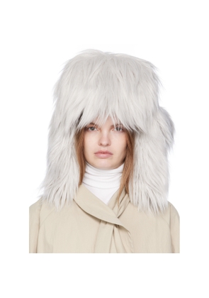 Ruslan Baginskiy Gray Faux-Fur Aviator Hat