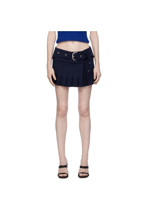 Off-White Navy Belted Mini Skirt