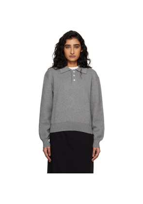 Dunst Gray Cashmere Collared Polo