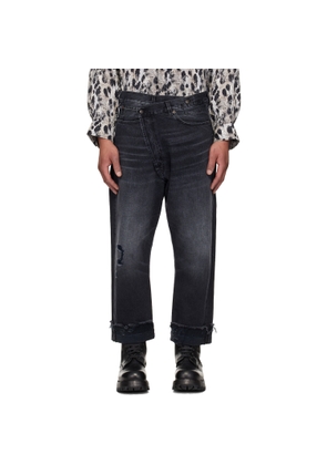 R13 Black Crossover Jeans