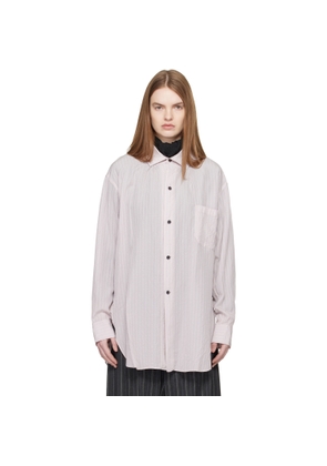 Y's Pink Cellulose Stripe Square-Collar Shirt