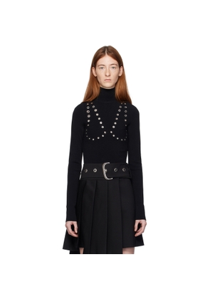 Off-White Black Eyelets Turtleneck
