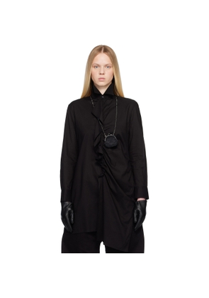Y's Black Cotton Lawn Frill Shirt