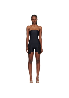 Courrèges Black 2-Pocket Jersey Bustier Overall Jumpsuit