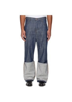 Edward Cuming Navy Turn-Up Drop-Down Jeans