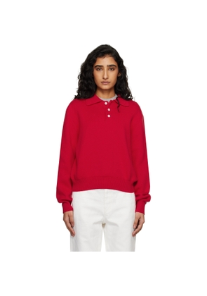 Dunst Red Cashmere Collared Sweater Polo