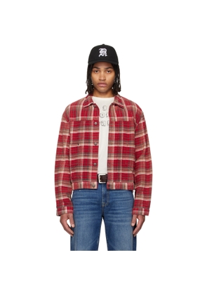 R13 Red Relaxed Pleated Trucker Jacket