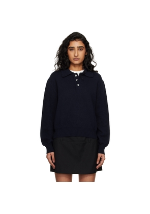 Dunst Navy Cashmere Collared Polo
