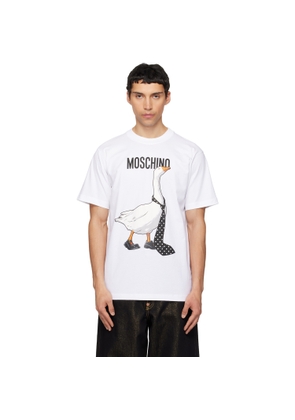 Moschino White Goose Organic Cotton Jersey T-shirt