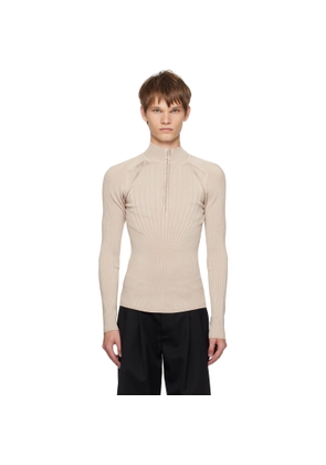 Mugler Gray Hook-And-Eye Ribbed Top