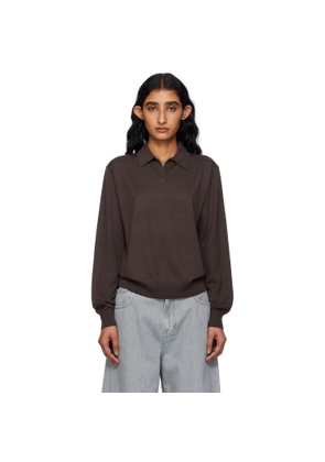 6397 Brown Long Sleeve Polo