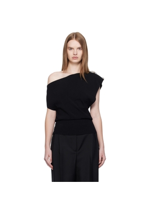 Christopher Esber Black Encased Nature Resin Knit Shoulder Blouse
