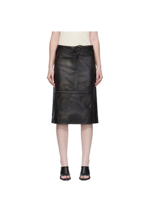Christopher Esber Black Burnished Eddie Leather Midi Skirt