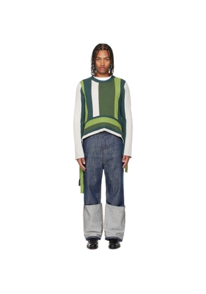 Edward Cuming Off-White & Green Monkey Bar Sweater