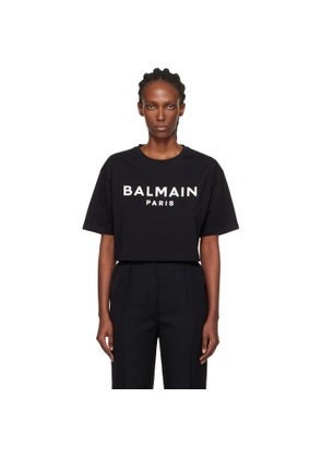 BALMAIN Black 'Balmain Paris' Print T-shirt