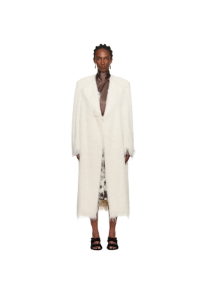 Dries Van Noten White Fringed Coat