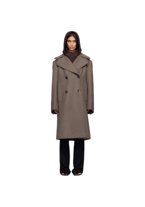 Dries Van Noten Taupe Double-Breasted Coat