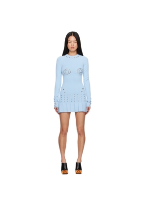 Off-White Blue Eyelets Minidress