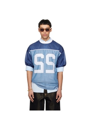 Moschino Blue Technical Mesh Jersey