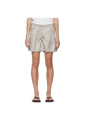 Serapis Gray Embroidered Logo Swim Shorts